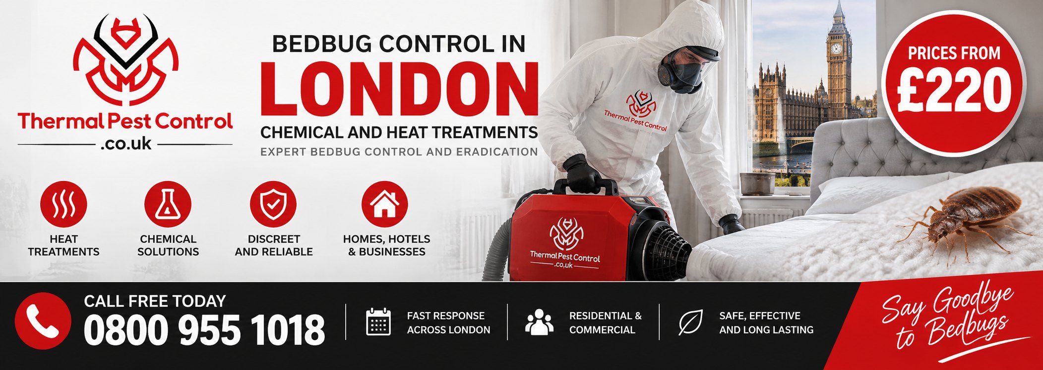 Thermal Pest Control &mdash; bedbug control in London, chemical and heat treatments, expert bedbug control and eradication, prices from &pound;220
